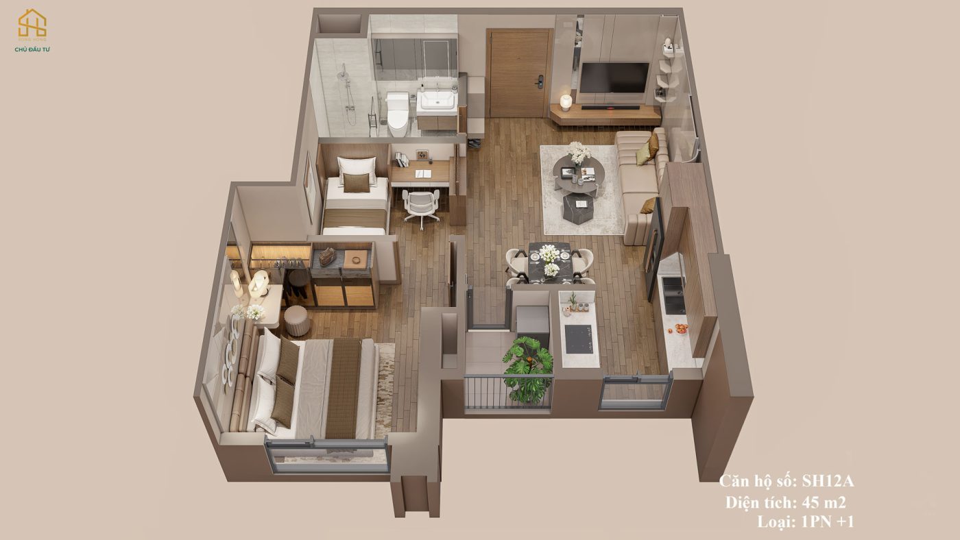 Thiết kế chung cư Sông Hồng Diamond City- Mã Căn SH12A