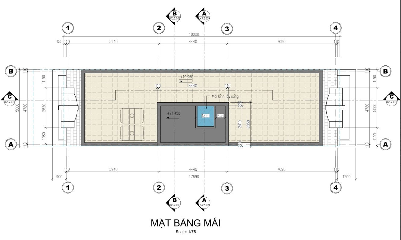 Mặt bằng tầng mái - Lô Shophouse Sông Hồng Diamond  City - mặt tiền 5m