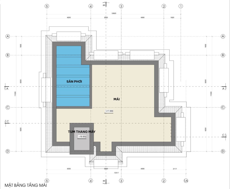 mặt bằng tầng mái căn biệt thự tại Sông Hồng diamond City